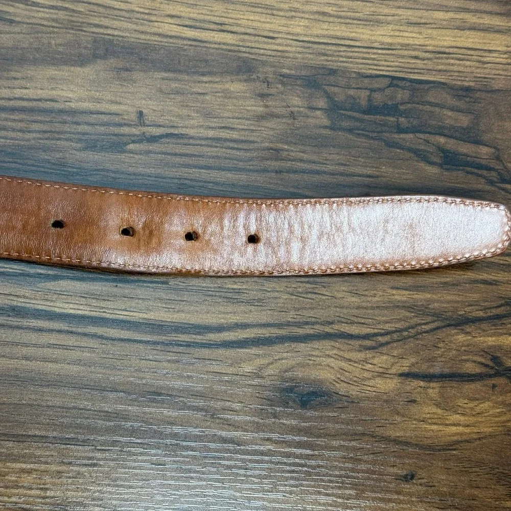 Trafalgar Belt Mens Brown Brandon Leather Silver Buckle Made in Italy Sz 44